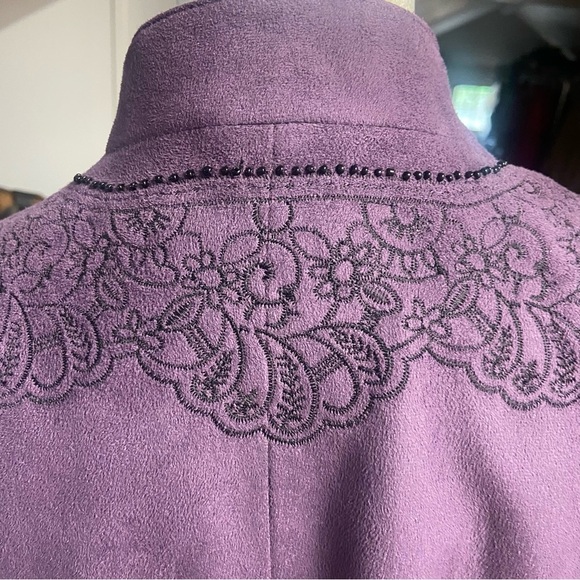 Coldwater Creek Purple/Black Suedecloth Embroidered Jacket Size XS Fall Winter - Picture 7 of 8
